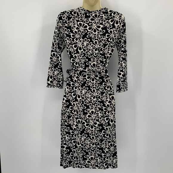 DVF Diane von Furstenberg Julian two wrap dress black white graphic floral new 2 - Picture 3 of 5